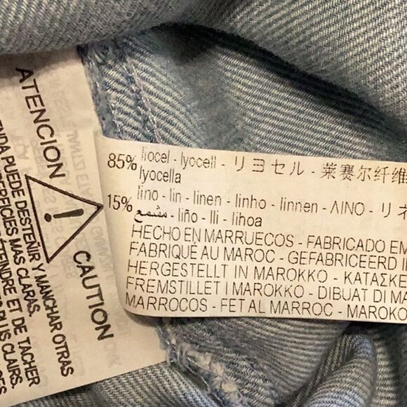 New Zara soft denim Shirt Midi Maxi belted Dress size Medium linen blend - Picture 12 of 13